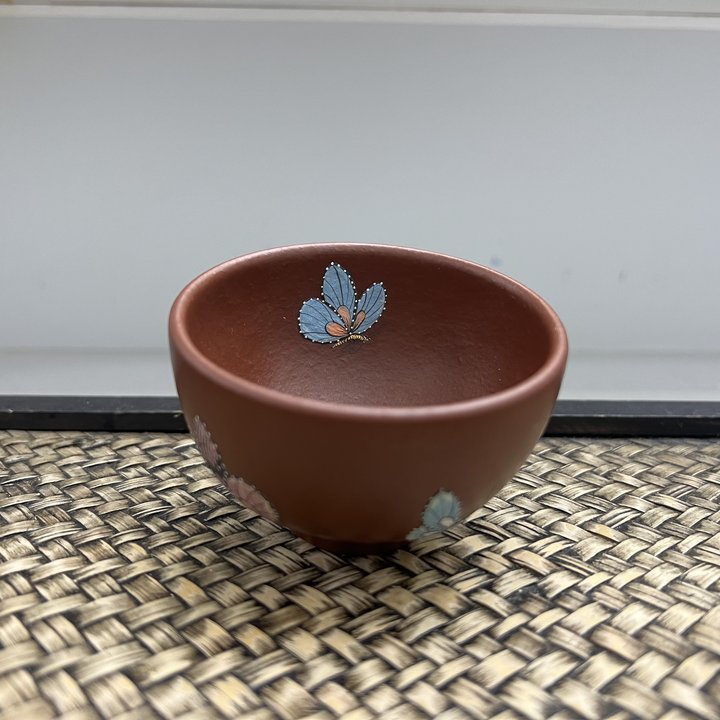 【古月壶来】FS786大红袍泥绘”蝴蝶“主人杯