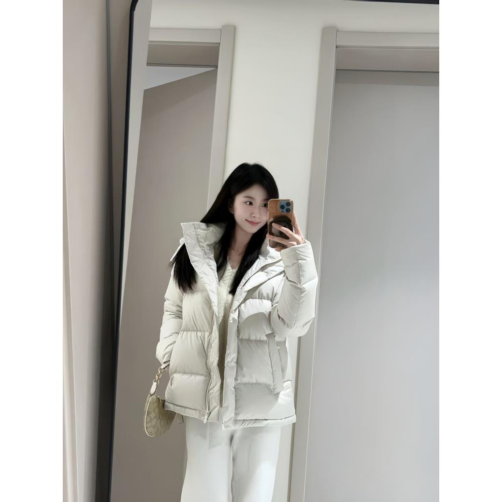 LuLu2025冬季泡芙羽绒服白色短款女生轻盈加厚外套