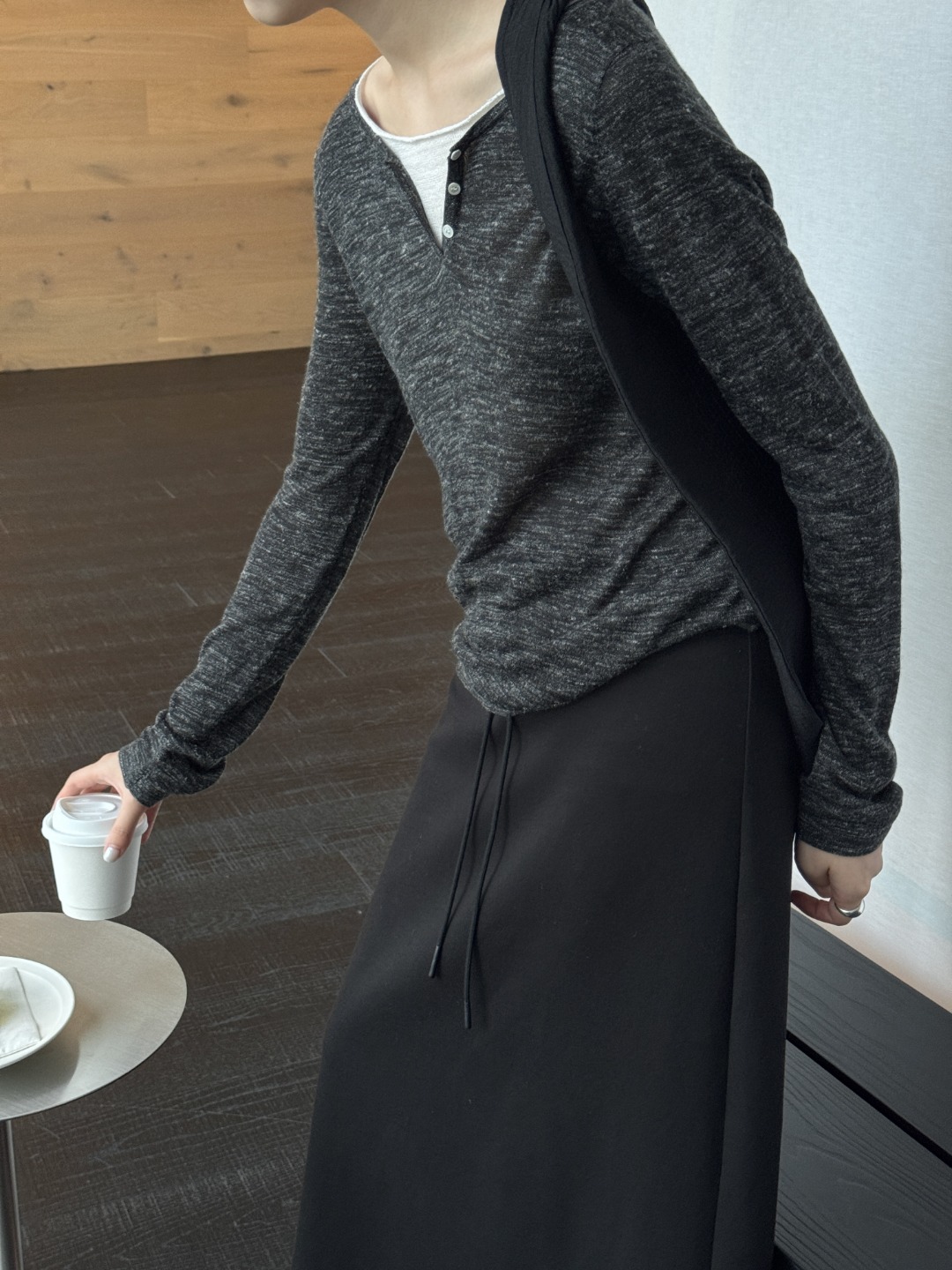 《新品上新》天然麻节机理自然双色双层假两件毛针织衫 01659