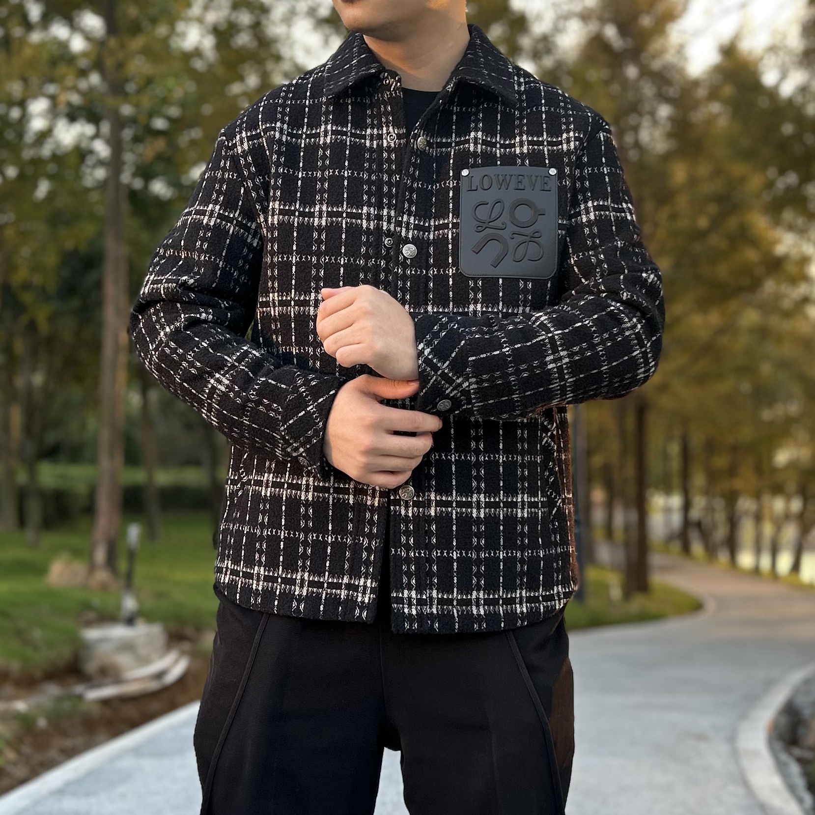 冬季翻领徽章男士春季小香风夹克保暖秋冬时尚百搭