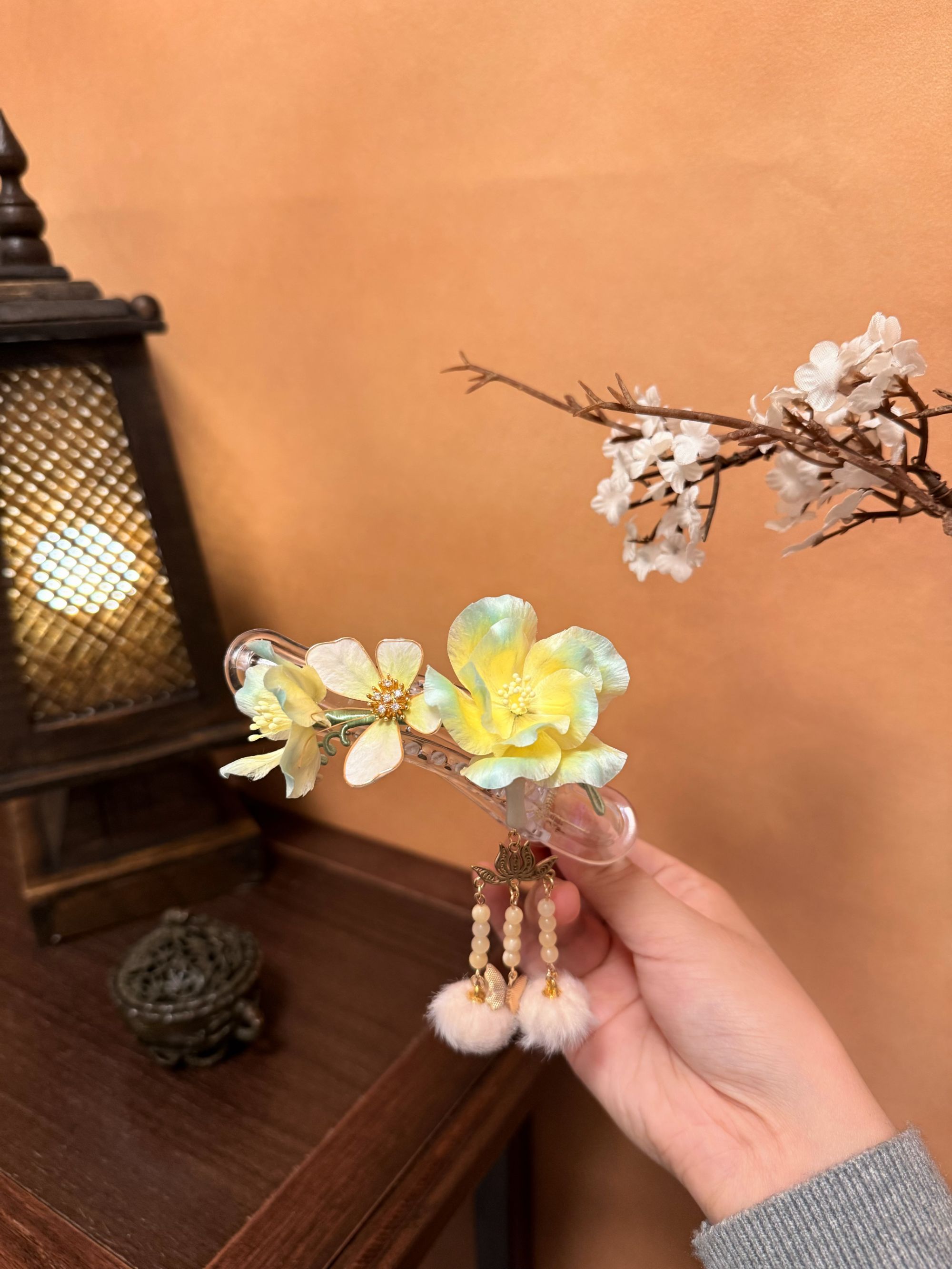【清和】绒花懒人发夹