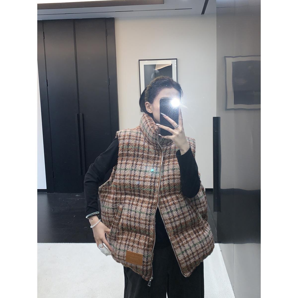 【LIUKY】冬季复古小香风加厚宽松重磅松弛感情侣保暖棉衣马甲