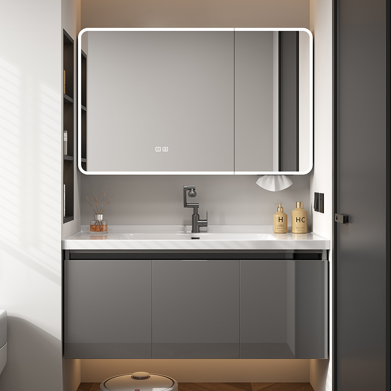 门罗丽诗陶瓷盆现代轻奢极简卫生间浴室柜组合智能镜柜洗脸台盆