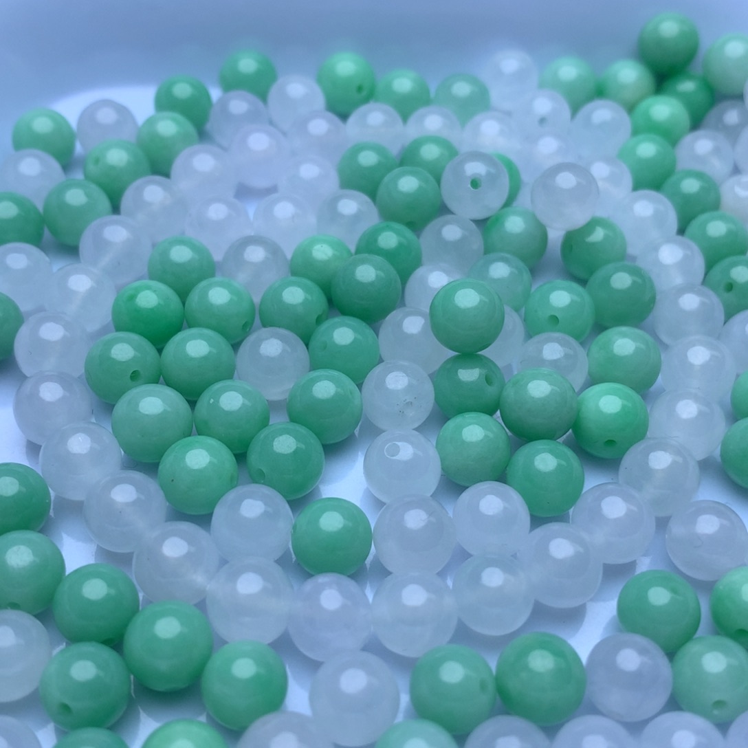 【闪购商品】翡翠手链未镶嵌卡6.6冰绿白2个