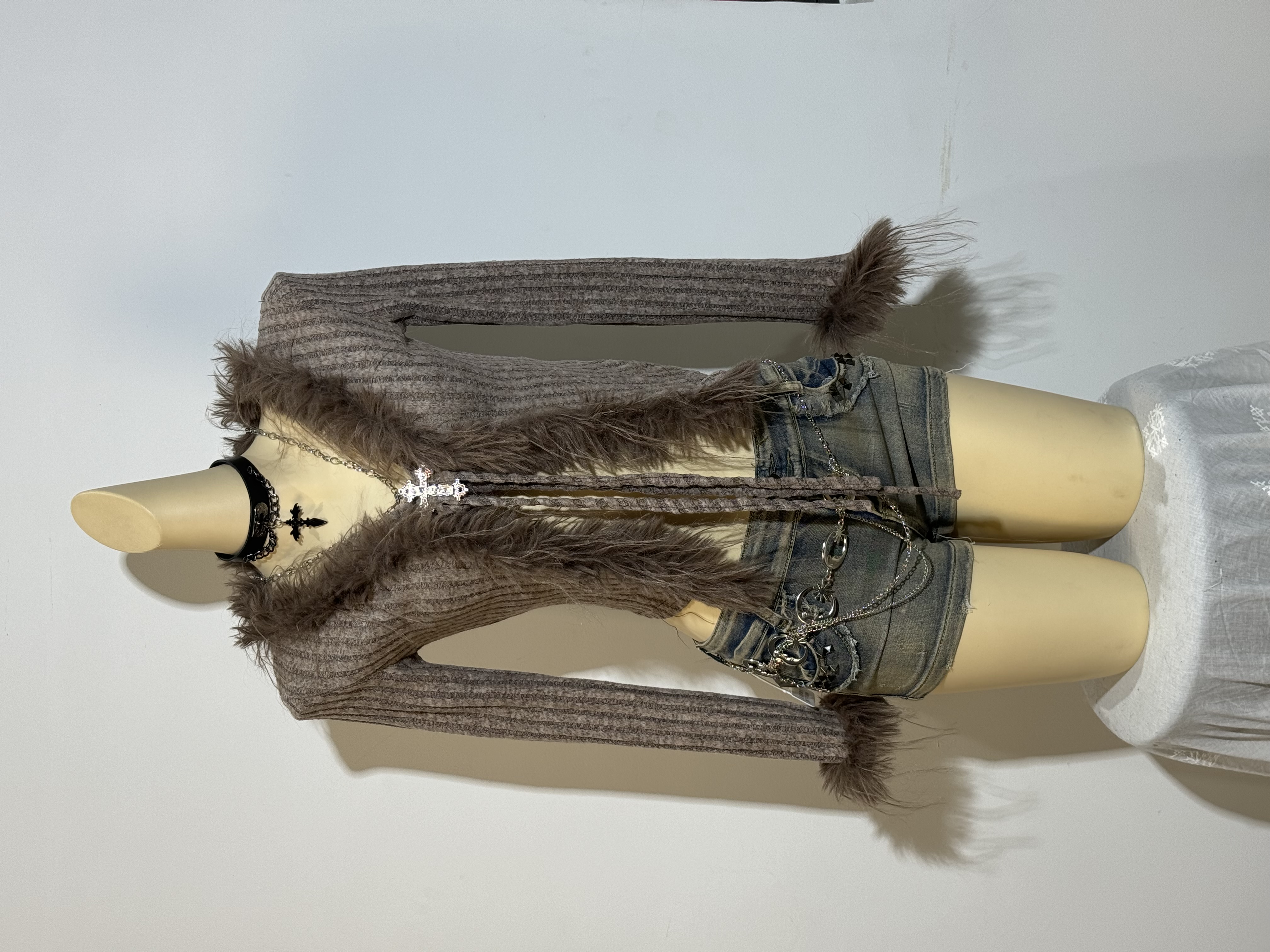 Vintage千禧辣妹Y2K古着毛毛衣秋冬装