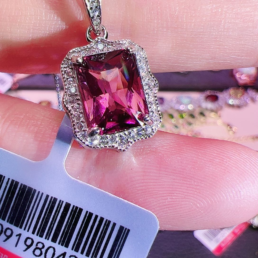 碧玺碧玺吊坠银S925镶嵌