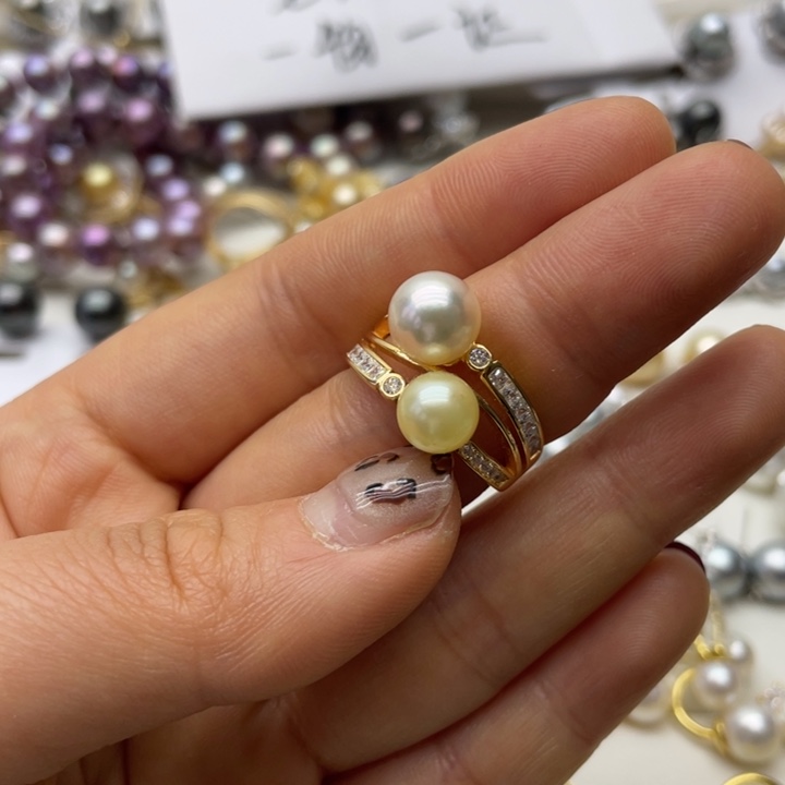 海水珍珠戒指银S925镶嵌