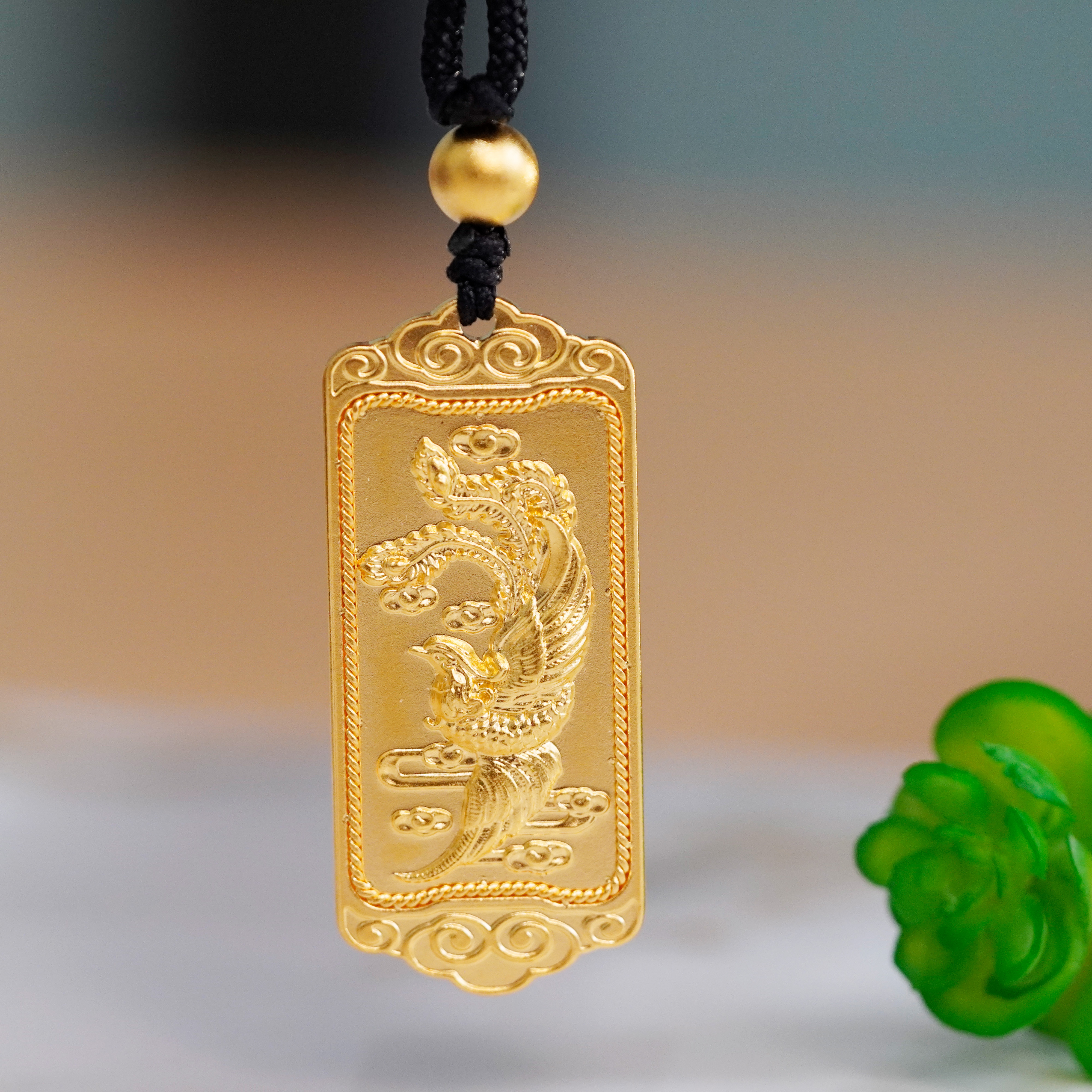 足金999吊坠【凤牌】 传承项坠古法时尚手工时尚编织编绳复古简约