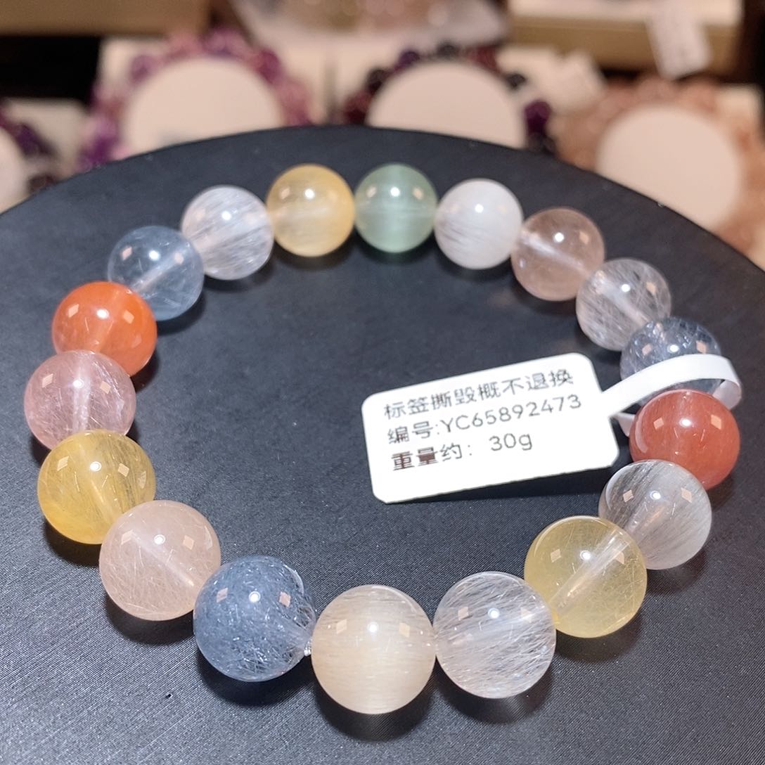 水晶手链未镶嵌F彩兔毛10.7