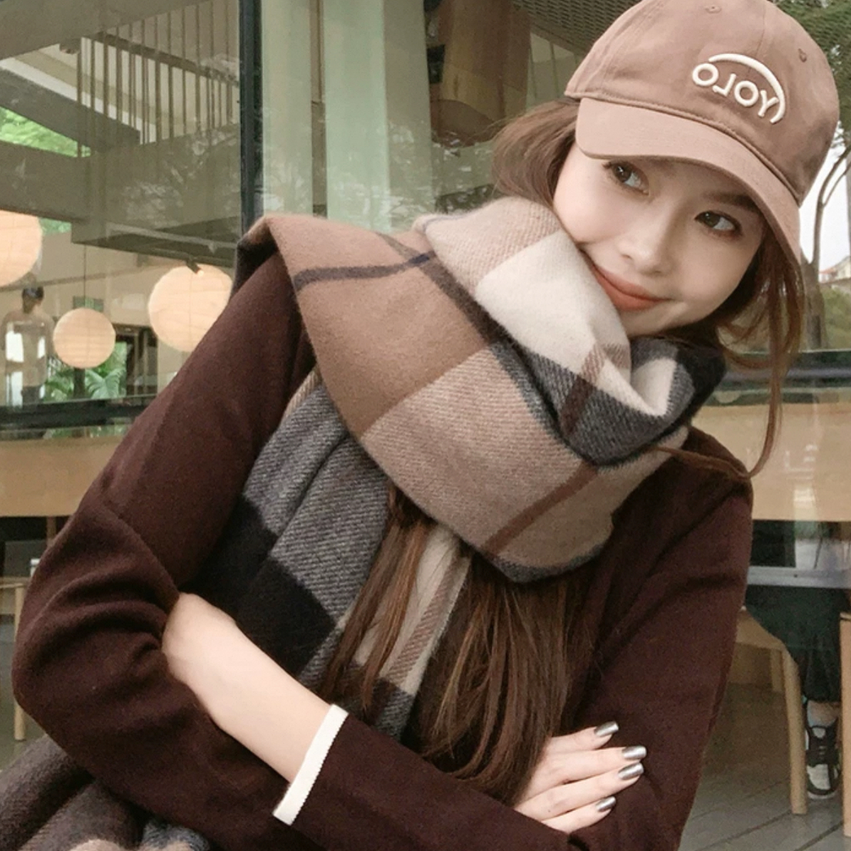 美洋MEIYANG【现货】博格围巾 英伦氛围神器流苏格纹针织保暖围脖