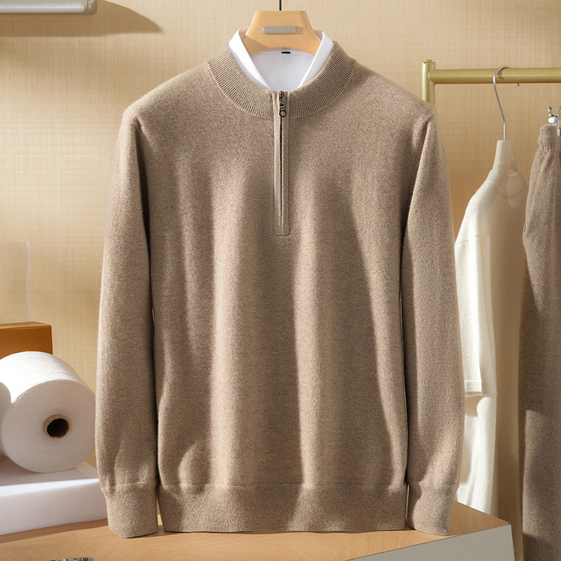 14针100%山羊绒】男士针织半高领长袖衬衫常规厚款羊绒套衫310克