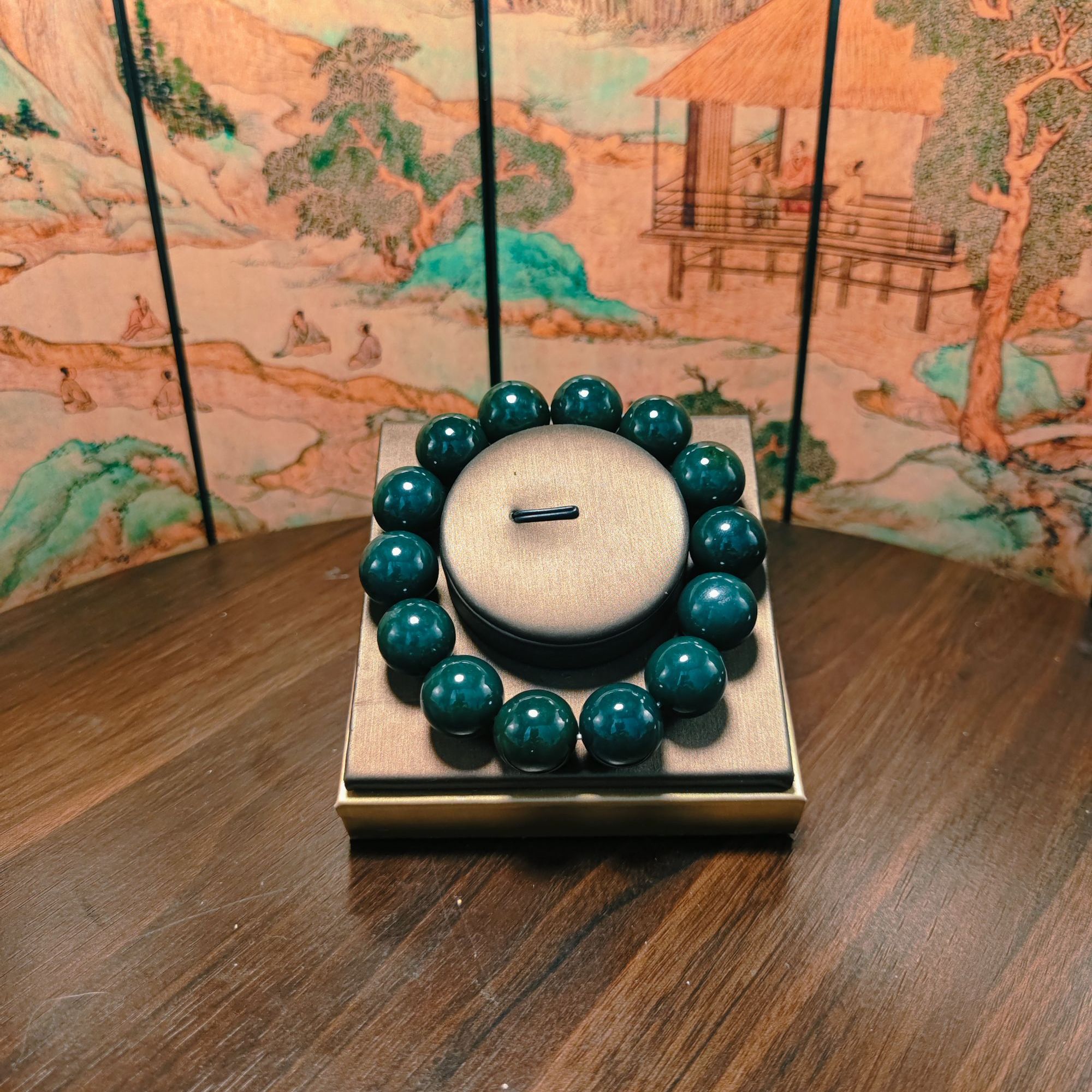 B和田玉圆珠手串（卡16）3063