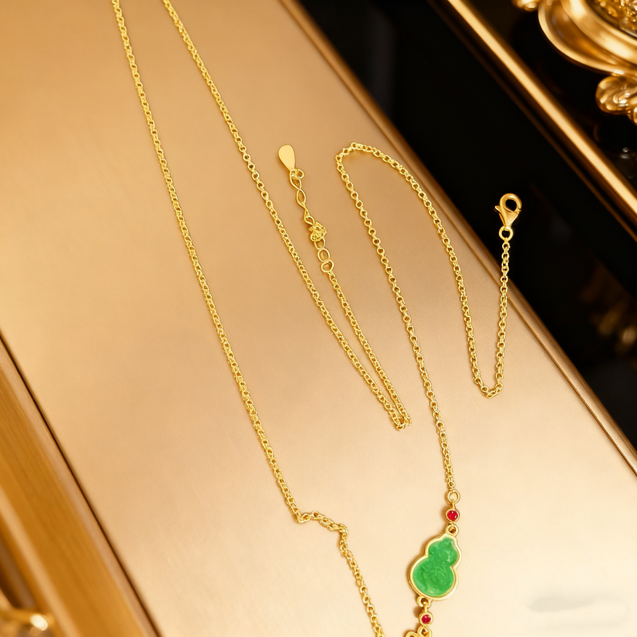 天然缅甸A货翡翠 s925 葫芦项链可搭配葫芦吊坠 设计百搭