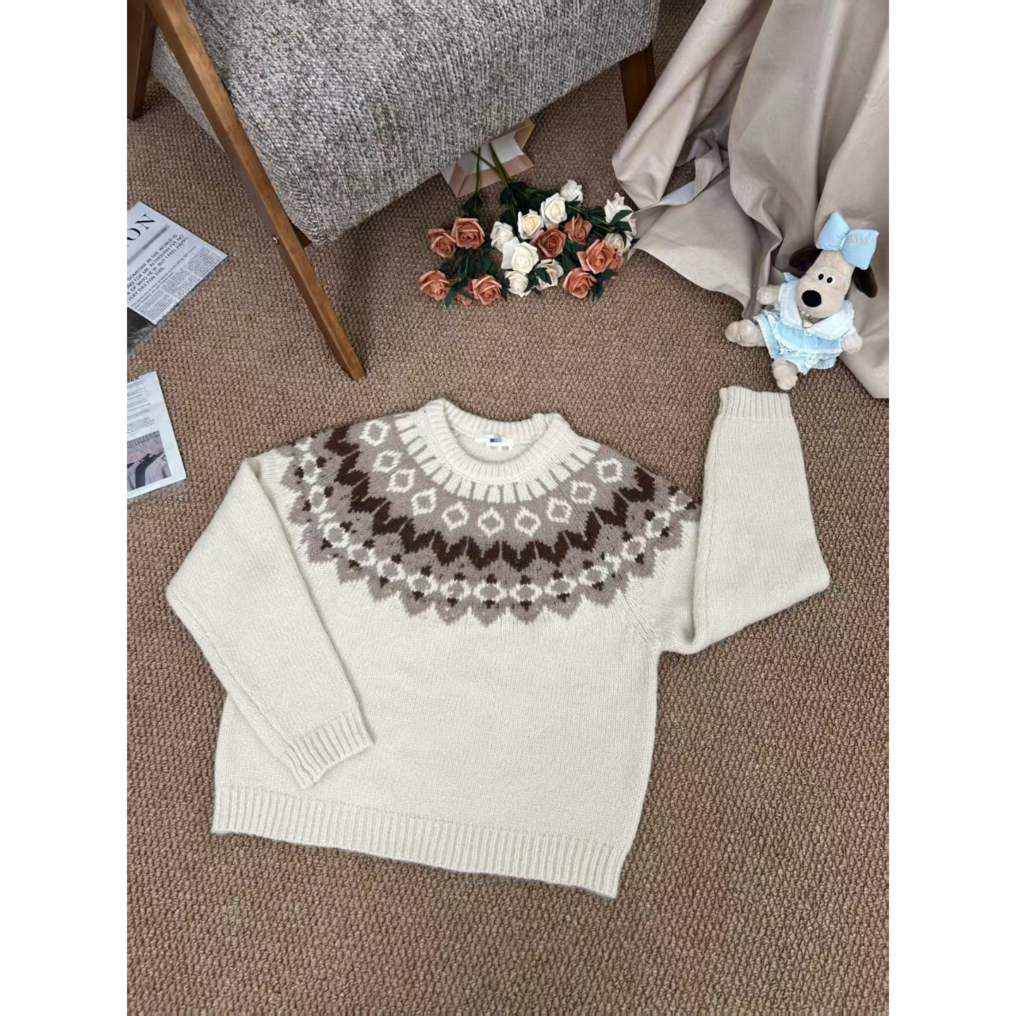 【奈野喜】韩国正品代购/套头花格毛衣【NO退NO换】