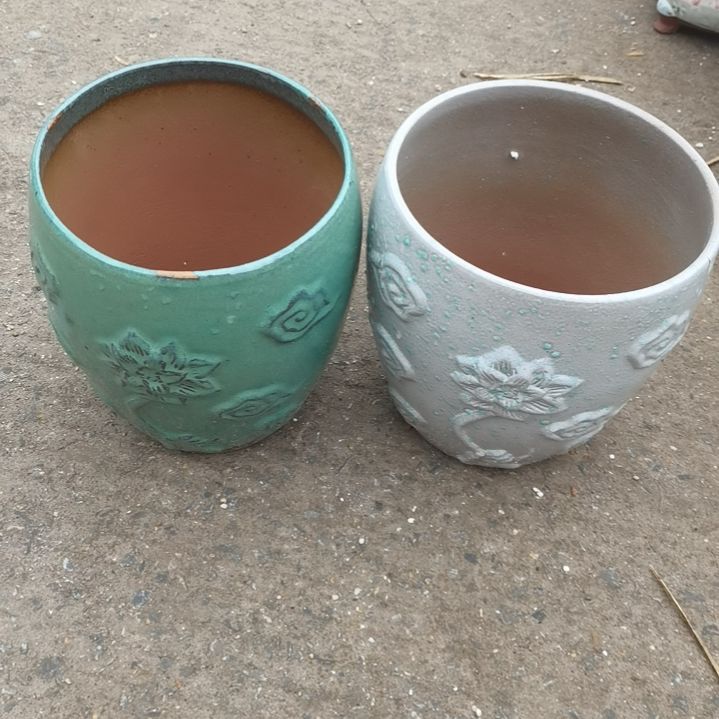 红陶17/20瑕疵两个盆