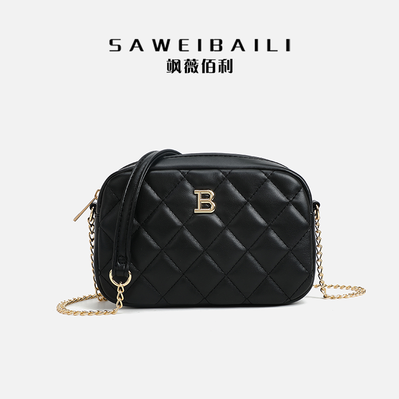 时尚高级感黑色相机包百搭单肩链条斜跨包-9021-3