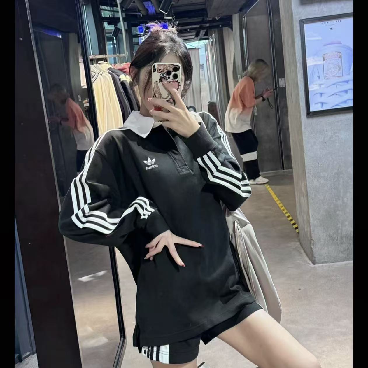 adidas三叶草ADICOLOR欧若风柔软舒适长袖POLO衫IZ4806
