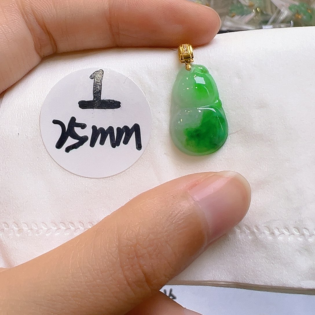 翡翠18K金镶嵌吊坠(不含链)翡翠