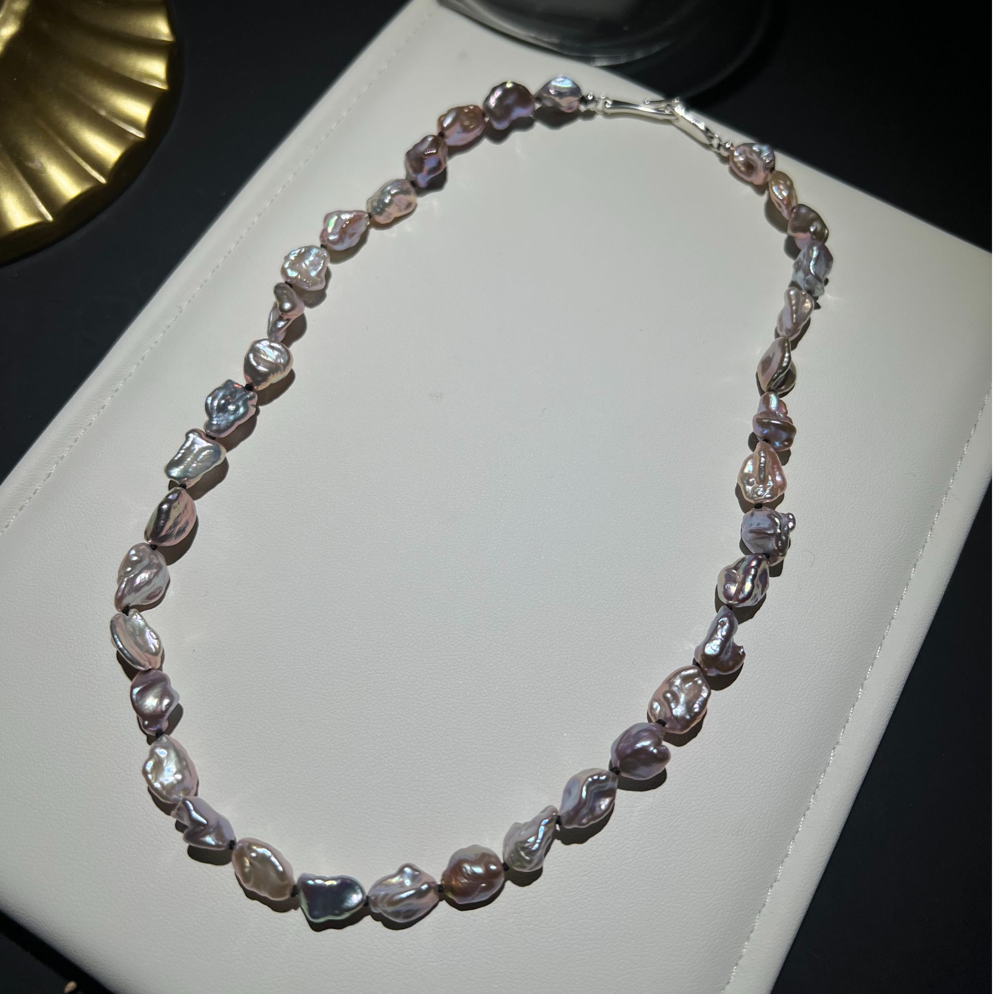 JUNMU天然真多麻色keshi珍珠项链小众设计感锁骨链多样性发货发一