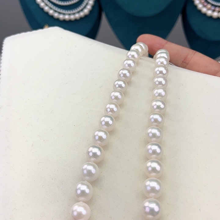 淡水珍珠颈饰银S925镶嵌卡10-11炫彩高品50长