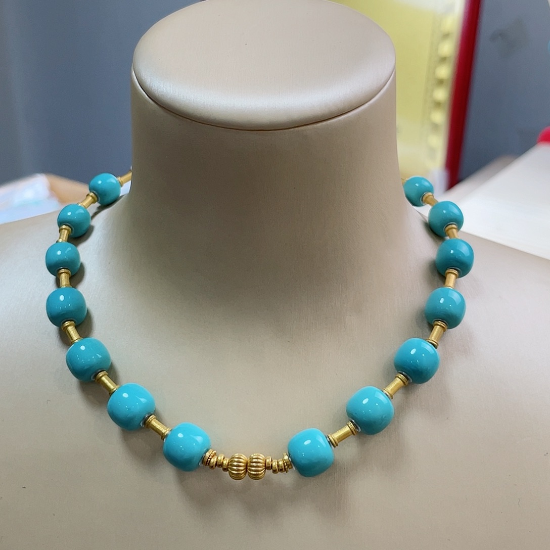 绿松石珠宝奇石18K金镶嵌