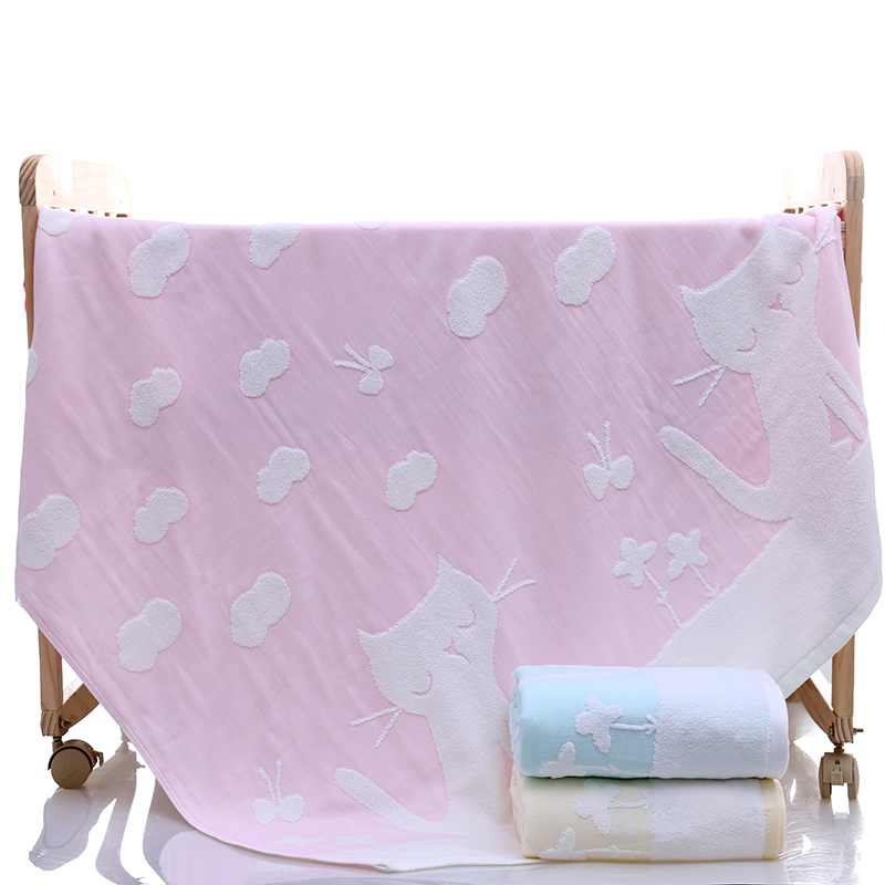 【云朵猫】90*90cm童盖全棉柔软印花家用棉吸水速干不掉毛童盖