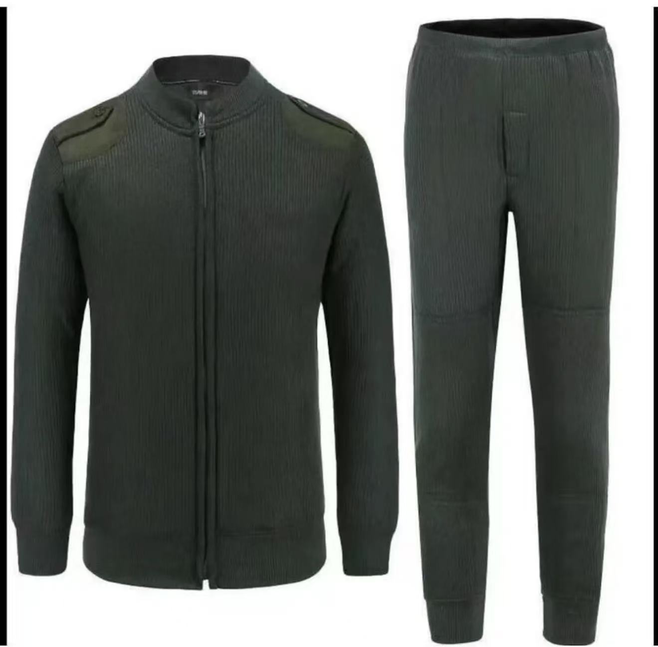 冬季保暖防寒绿色绒衣绒裤套装