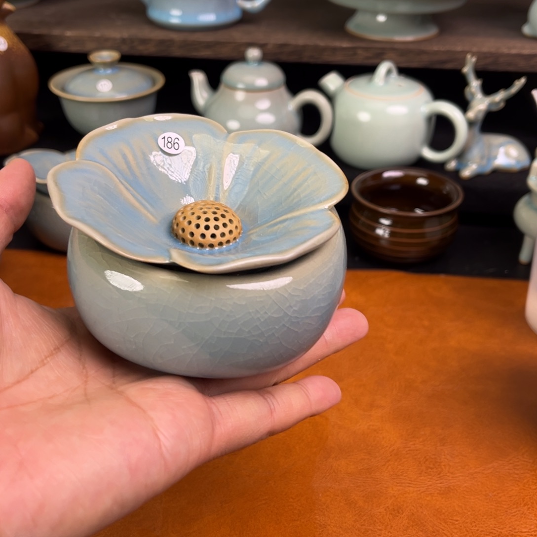 【闪购商品】花瓣茶漏汝瓷天蓝