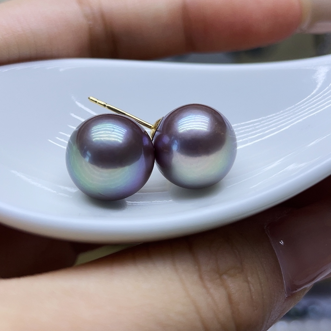 18K金镶嵌淡水珍珠耳饰