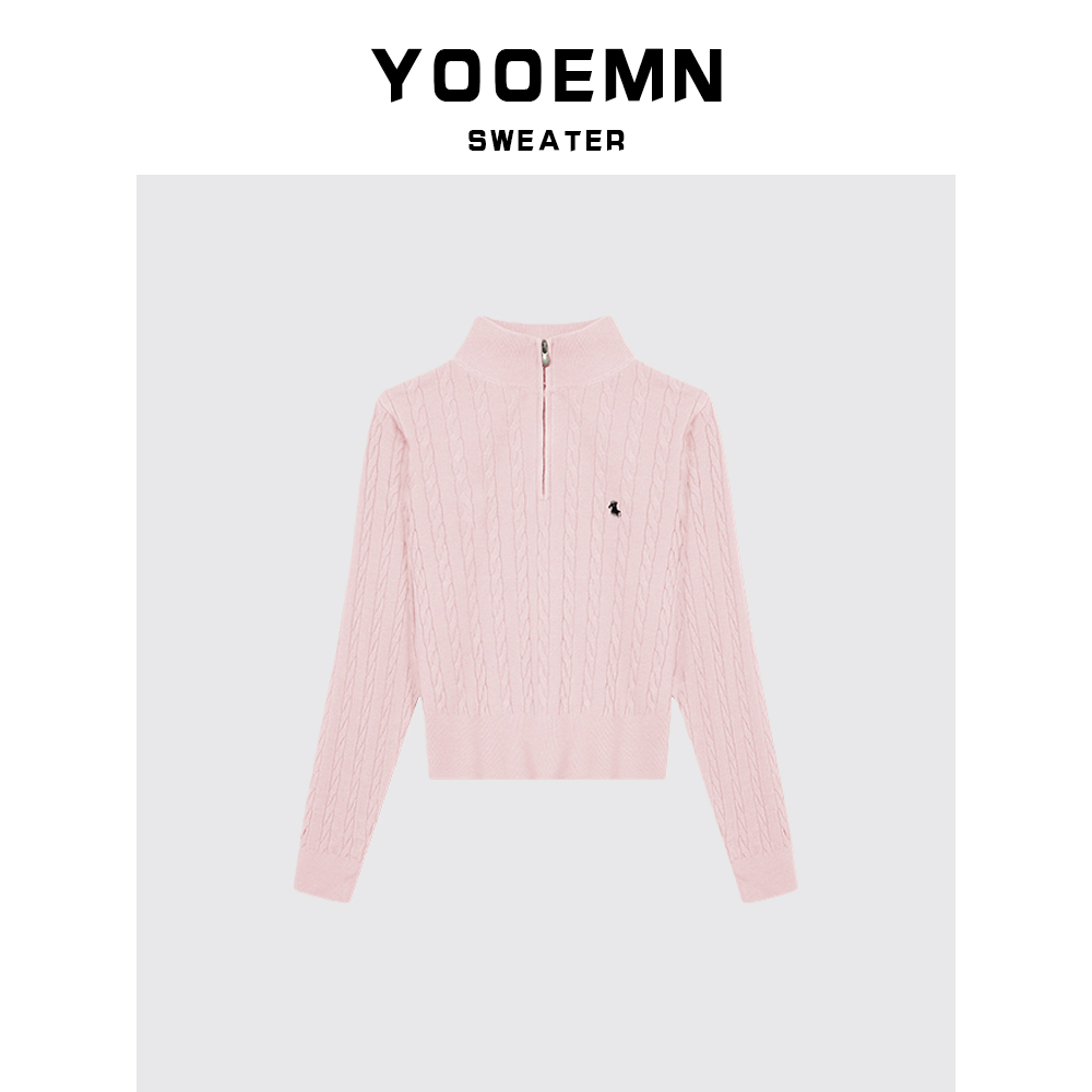 轻奢高级感绞花小刺绣开衫毛衣韩版立领针织衫秋冬新百搭上衣