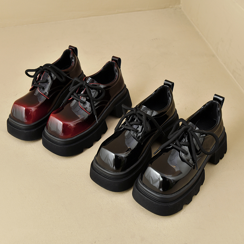 lanzhenzhu/蓝珍珠设计师孤品按主播说的编码方头乐福鞋厚底女鞋