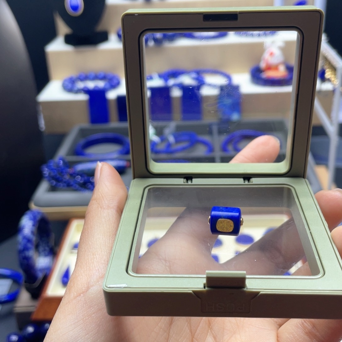 银S925镀金镶嵌青金石原石配珠不做证书