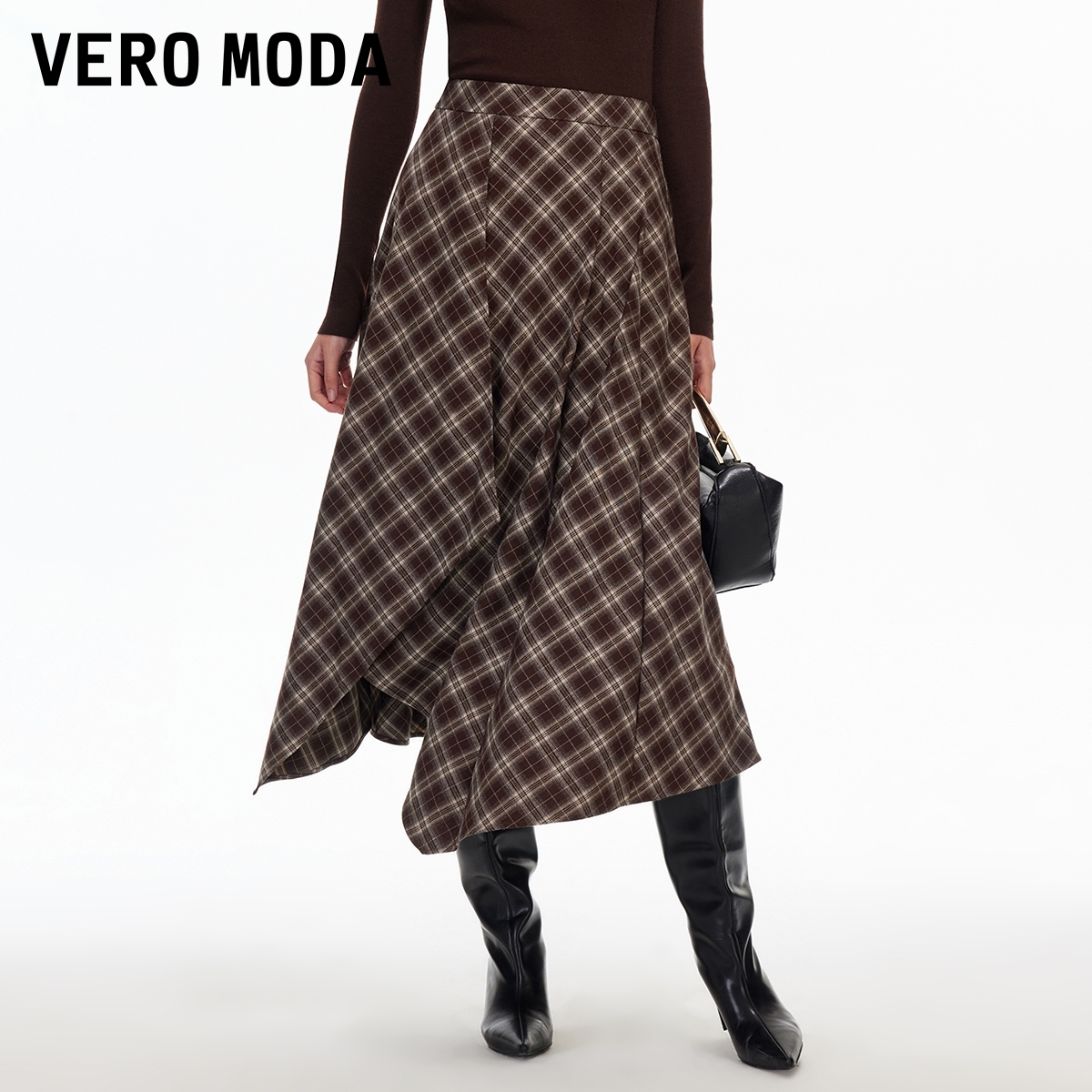 Vero Moda半身裙2026春季新款A型不规则裙摆半身裙复古百搭显瘦