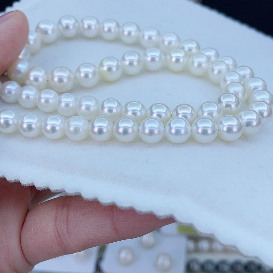 海水珍珠项链银S925镶嵌7.0一9.0