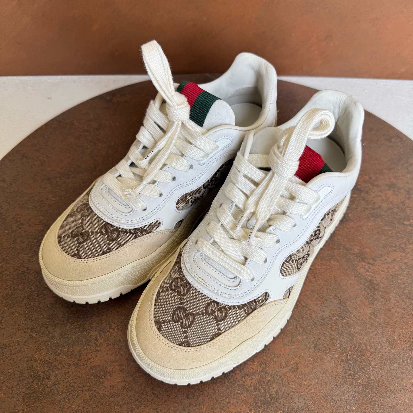 99新 GUCCI/古驰 古驰/Gucci/系带老花满印板鞋/36码