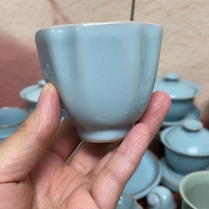 杯子天青五方闻香杯不开片