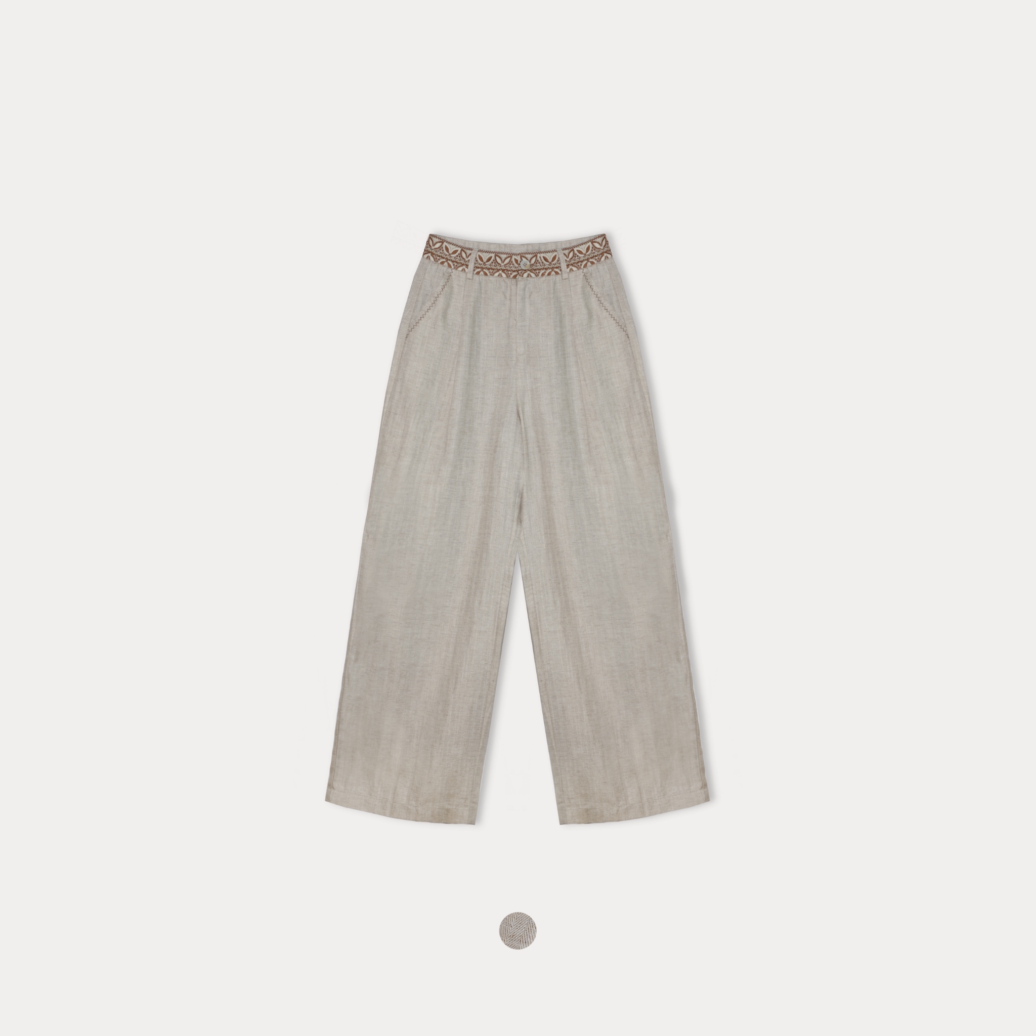 南法记｜莱赛尔亚麻夏季提花时尚百搭透气长裤KZ250513