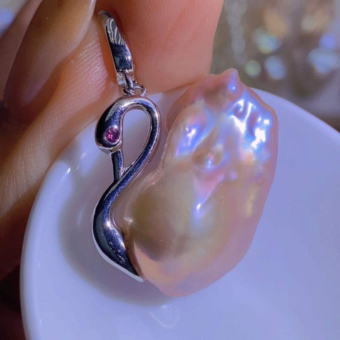 银S925镶嵌天然淡水珍珠淡水珍珠