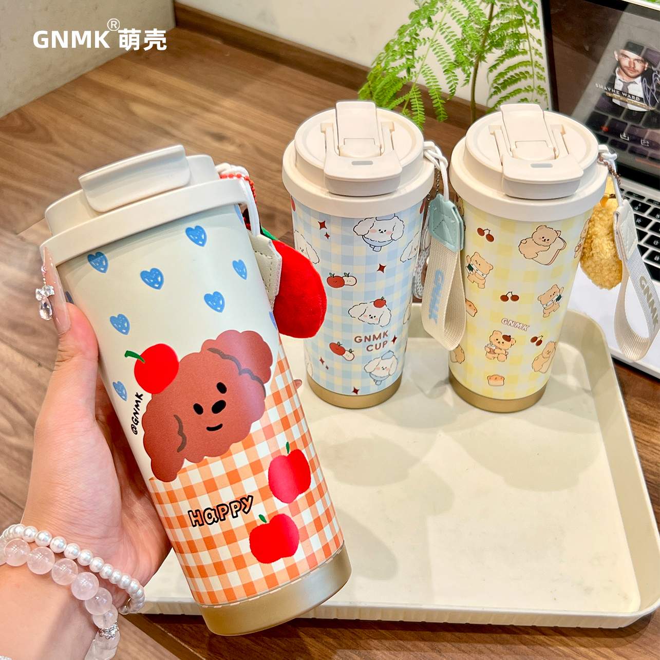 双饮咖啡杯印花6-8小时吸管杯保温杯国风机能潮鞋小清新简约时尚