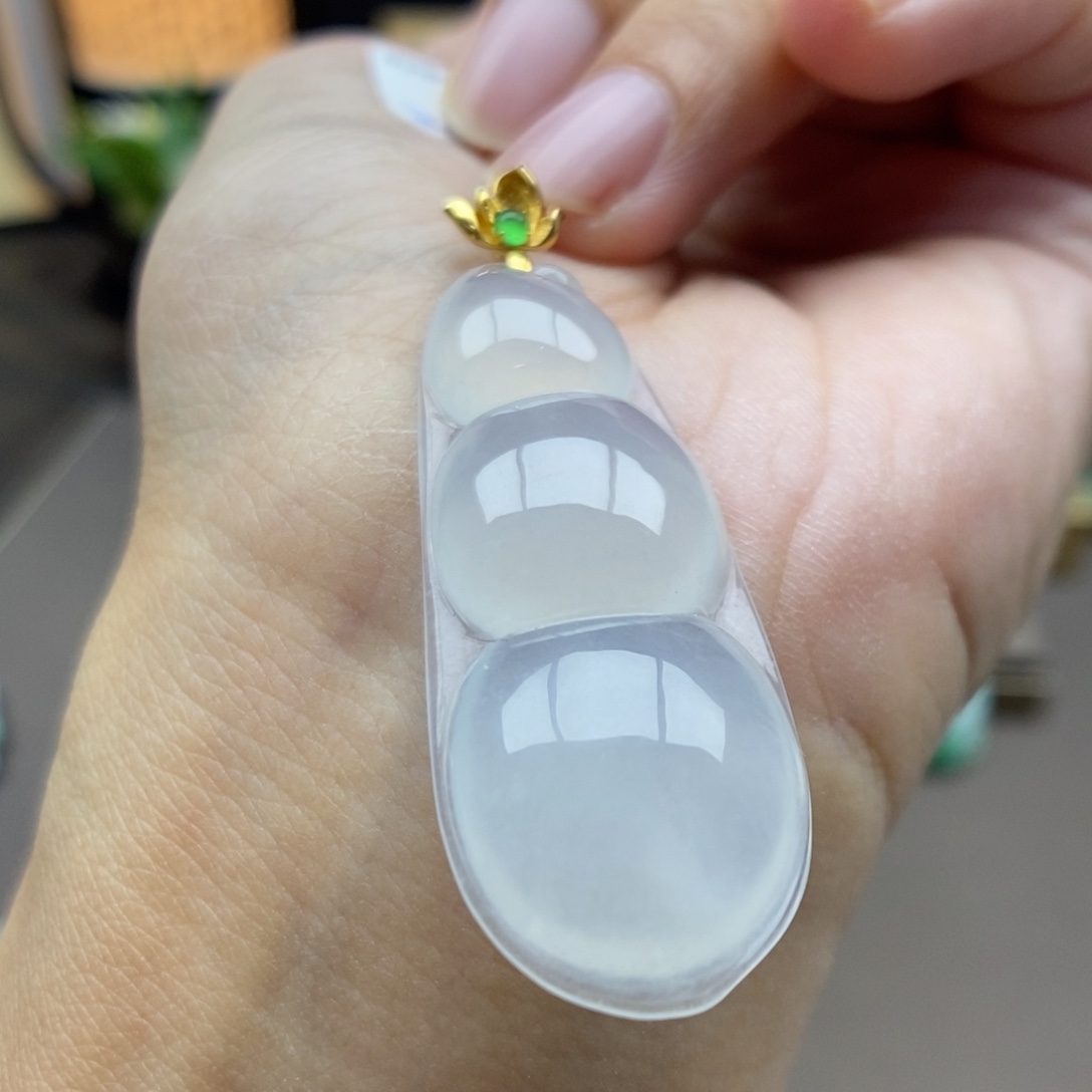 翡翠18K金镶嵌颈饰吊坠57