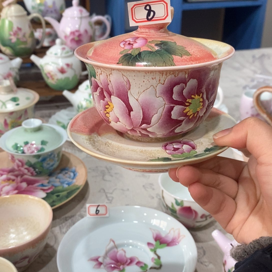 手工手绘柴烧茶杯杯杯