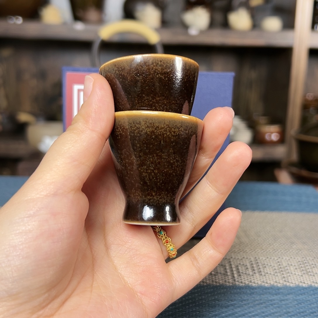 纯手工原矿釉酒杯拍一发二