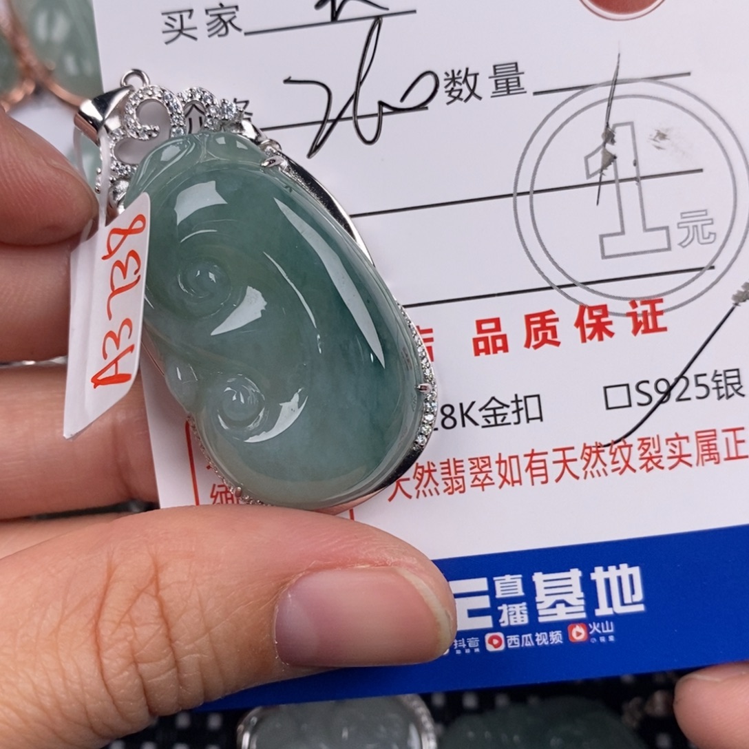 美***金翡翠银S925镶嵌颈饰