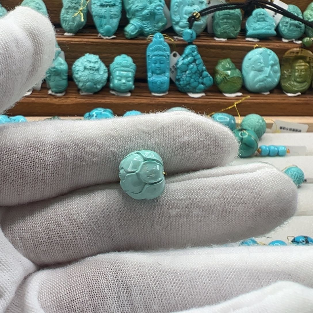绿松石未镶嵌莲花珠 11mm