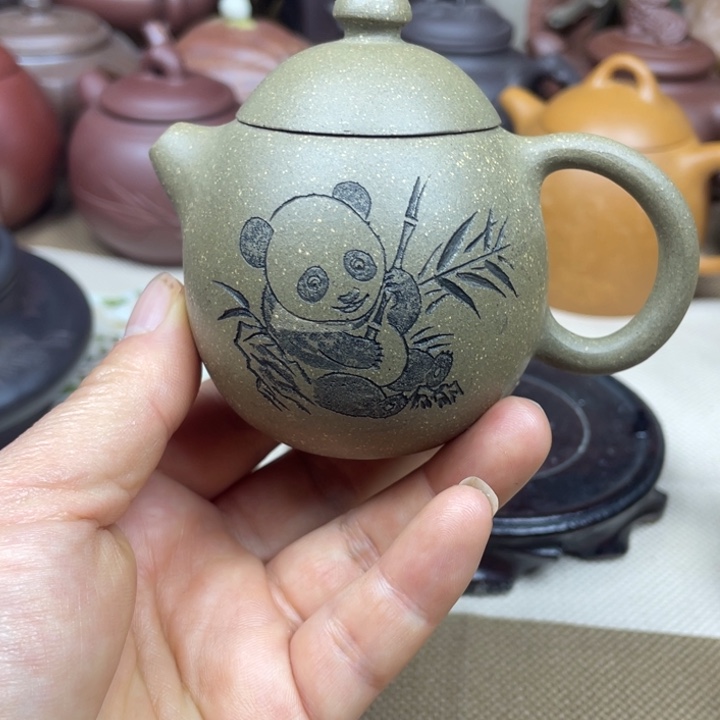 茶壶紫砂紫砂壶青段龙蛋110cc微微瑕