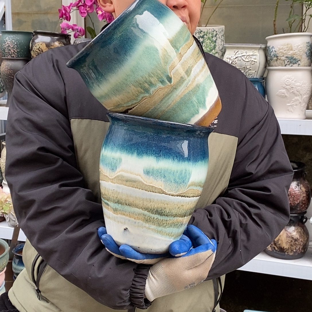 紫砂花盆口18高22