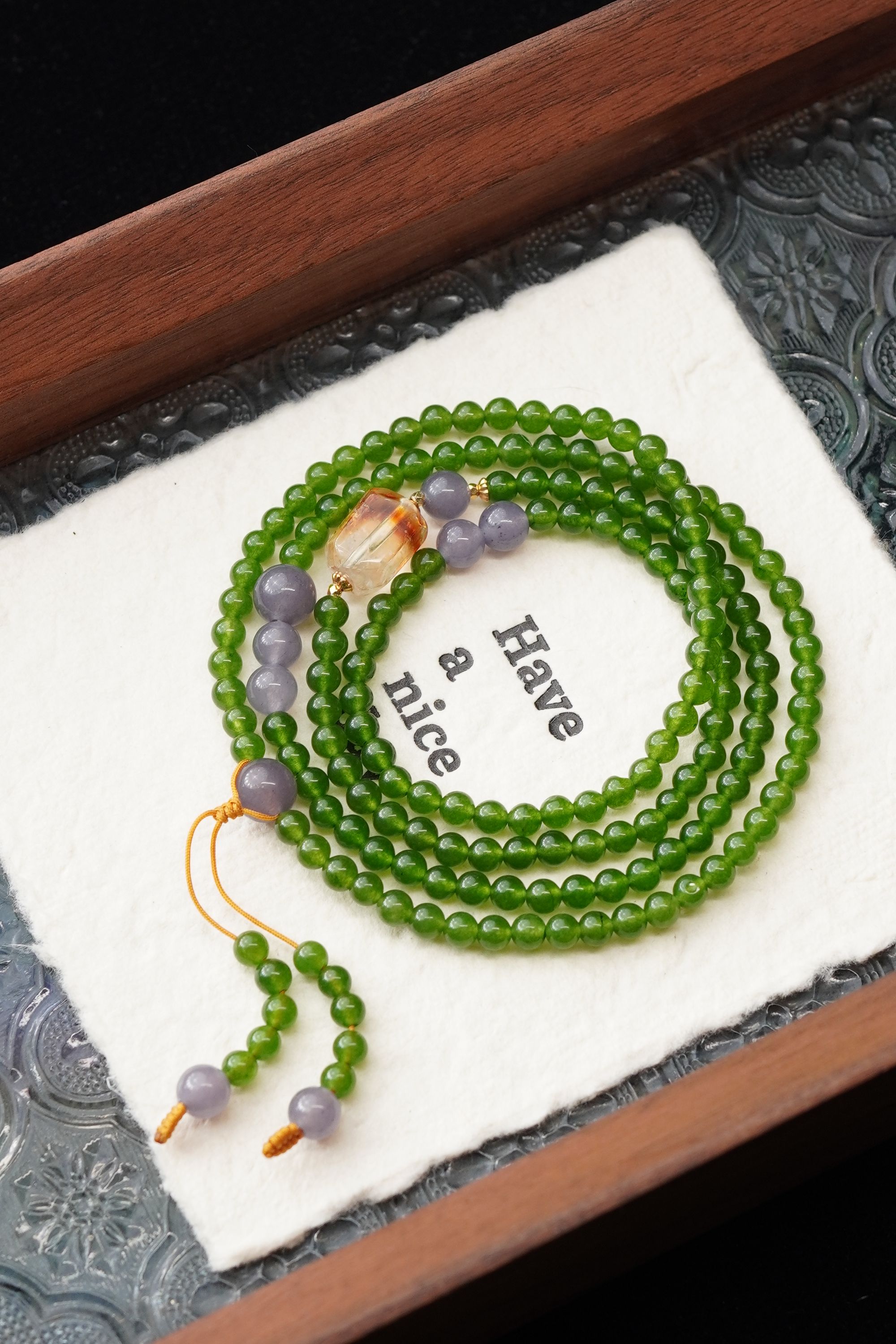 梦想家 天然石英质玉4mm圆珠念珠手串