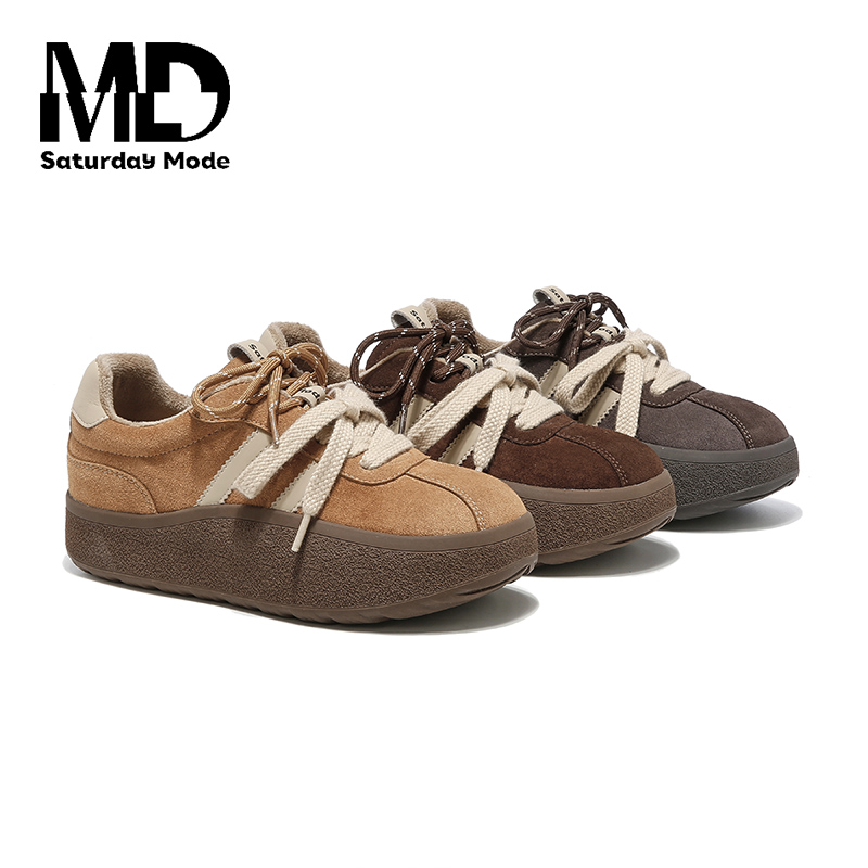 SATURDAYMODE冬季2025加绒板鞋德训鞋加绒厚底美拉德休闲鞋/郭