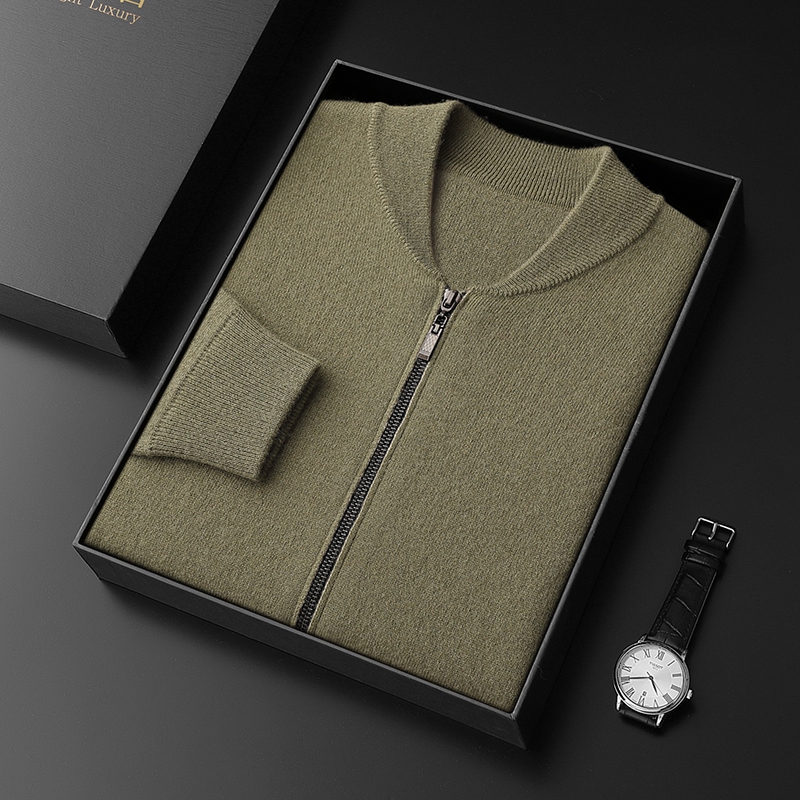 273男山羊绒加厚空气层拉链开衫