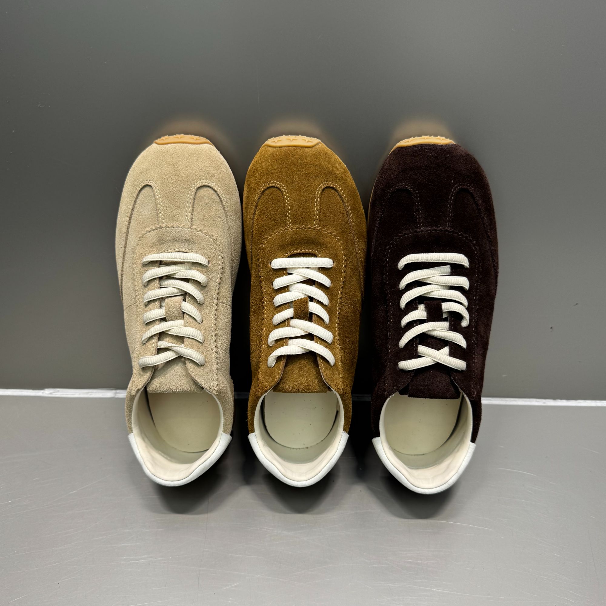 THE MIL麋鹿 头层牛皮平底德训鞋女复古美拉德软底舒适透气阿甘鞋